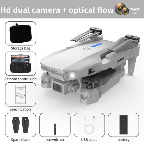 Drone E88 Pro Avec Camra Pour Touristes,4k,360 ,Wifi,Fpv,Rc,Pliable,Tlcommande,Quatre Axes - Type White-Optical Flow