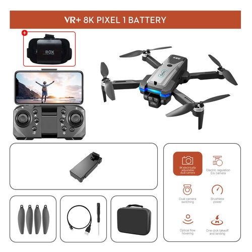 Drone Gps S8s 8k Hd Avec Trois Camras Esc,Flux Optique 360 ,vitement D'obstacles,Moteur Sans Balais Pliable,Quadrirotor Rc,Jouets Pour Garons - Type 8k 3 Cameras 1b Vr