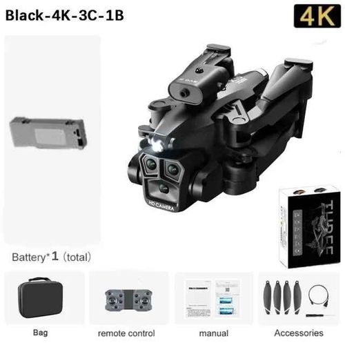 Drone K10 Max 8k Avec Trois Camras Professionnelles,Grand Angle,Localisation De Flux Optique,Jouet D'vitement D'obstacles  Quatre Voies - Type Black-4k-Bag-1b #B