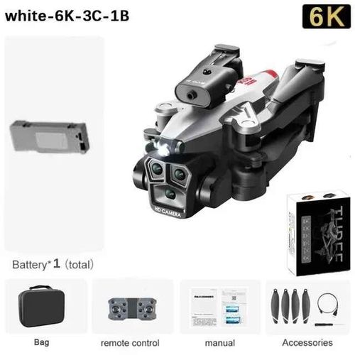 Drone K10 Max 8k Avec Trois Camras Professionnelles,Grand Angle,Localisation De Flux Optique,Jouet D'vitement D'obstacles  Quatre Voies - Type White-6k-Bag-1b #B