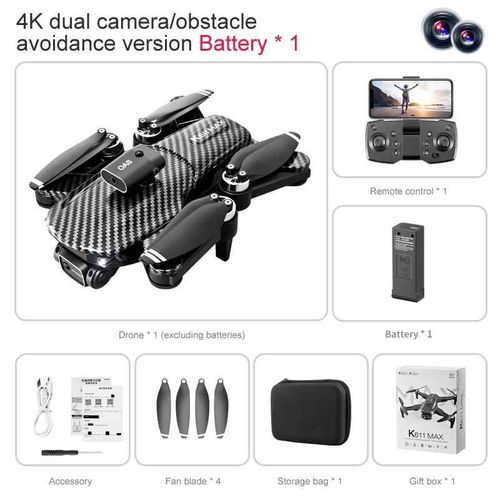 Drone K611 Max 8k Avec Camra Pour Touristes,Professionnel,Sans Balais,vitement D'obstacles,Flux Optique,Positionnement Arien Pliable,Fpv 2024 - Type 4k Dual Camera