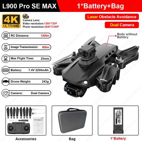 Drone L900 Pro Se Drone 4k Professionnel Gps Fpv Double Camra Hd Avec Moteur Sans Balai 5g Wifi Rc Quadrirotor Vs Sg108 Pro Kf102 Dron - Type L900 Max Black 1b Cb