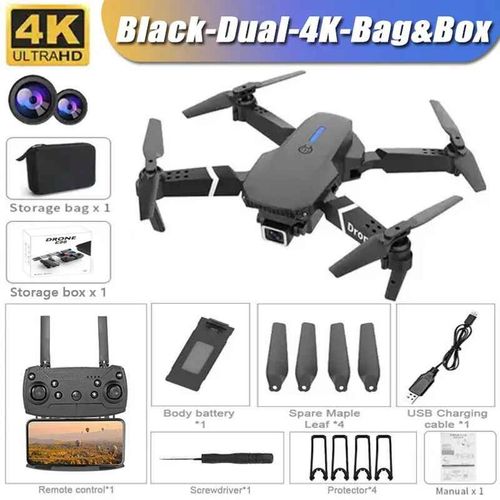 Drone Pliable Avec Camra Hd Grand Angle Pour Touristes,Hlicoptre Rc,4k,Professionnel,Wifi,Fpv,Recommand De Tenir Un Tablier,E88pro,1080p - Type B-Dual-4k-Bag-Box #P