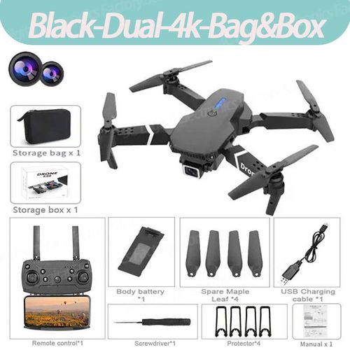 Drone Pliable Avec Camra Hd Grand Angle Pour Touristes,Hlicoptre Rc,Wifi,Fpv,E88pro,8k,Professionnel,Recommand De Tenir Un Tablier,Vente,2024 P,1080 - Type Black-Dual-4k-Bag