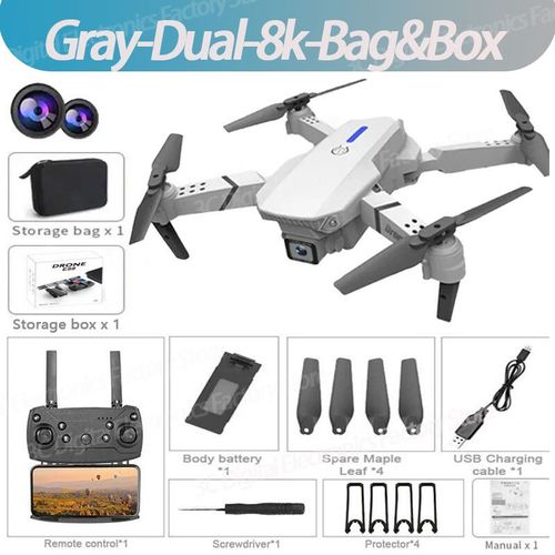 Drone Pliable Avec Camra Hd Grand Angle Pour Touristes,Hlicoptre Rc,Wifi,Fpv,E88pro,8k,Professionnel,Recommand De Tenir Un Tablier,Vente,2024 P,1080 - Type White-Dual-8k-Bag