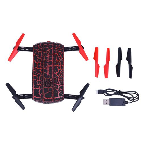 Drone Pliable Avec Controle Wifi, Quadricoptere, Helicoptere Telecommande A Retour Par Simple Pression D'une Touche, Avec Camera Hd (Rouge)