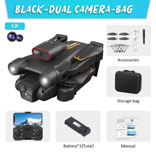 Drone Professionnel  Flux Optique M17 Max 8k,Triple Camra Hd,Hlicoptre Rc Pliable,Wifi,Fpv,Led,Recommand De Tenir Un Tablier,Vente - Type Black-6k-Dc-1b