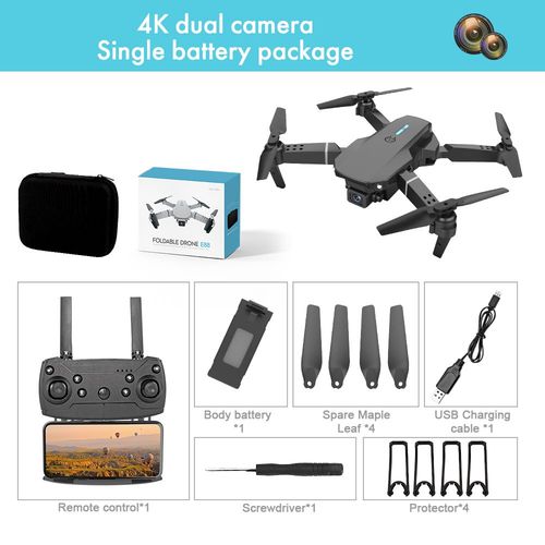 Drone Professionnel E88,Super Puissant,Multi-Batterie,Endurance,Avec Une Plage De 4k,Grand Angle,Haute Dfinition,Double Camra,Wifi,Hauteur - Type Dual Camera 1b #A