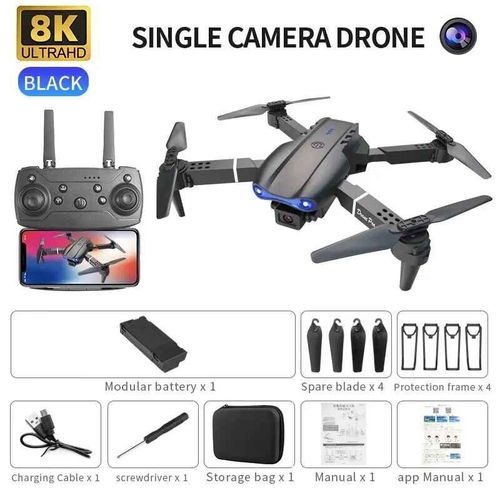 Drone Professionnel E99pro Avec Camra Pour Touristes,Photographie Arienne,Jouets Quadricoptres Pliables,4k,8k,5g,Wifi,Fpv,Uav,Rc,Recommand De Tenir - Type Black Single8k 1b