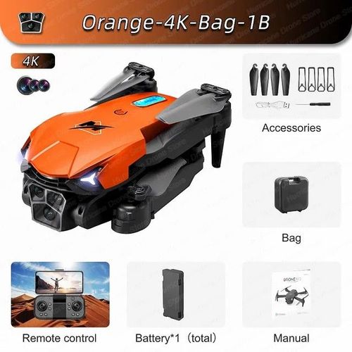Drone Professionnel M3 8k Avec Double Camra 4k,Wifi Fpv,vitement D'obstacles,Quatre Axes,Pliable Rc,Photographie Arienne,Tablier De Vente - Type Orange Dual4k Bag