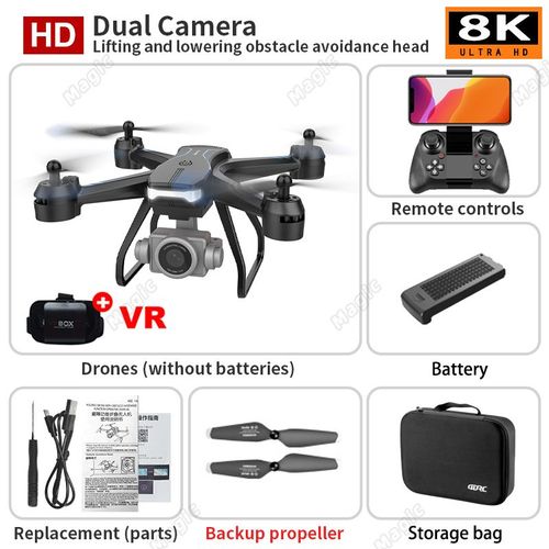 Drone Professionnel V14 Avec Camra Pour Touristes,Haute Dfinition 8k,vitement D'obstacles,Moteur Sans Balais,Pliable,Avion Tlcommand  Quatre Axes - Type 8kcamera 1b Vr