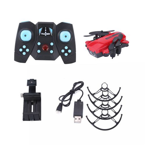 Drone Quadricoptere Pliable, Telecommande Wifi Fpv 2,4 Ghz, Avec Camera 0,3 Mp (Rouge)