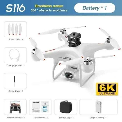 Drone Quadricoptre Sans Balais Pour Xiaomi S116,Camra Hd 8k Pour Touristes,Localisation De Flux Optique,vitement D'obstacles 360,Wifi,Fpv,Rc - Type White-6k-1b #B