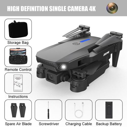 Drone Quadrirotor Pliable E88 Pro,Camra Grand Angle Hd,Fpv,Wifi,4k,2024 P,Recommand Pour Les Touristes,Importateur Rc,Jouets Hlicoptre,Cadeau,1080 - Type Black Single
