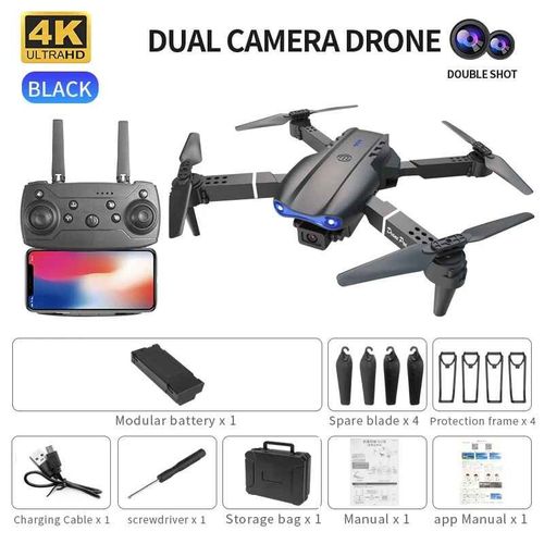 Drone Rc E99pro 4k Avec Camra Hd Grand Angle 2024 P,Hlicoptre Pliable,Wifi Fpv,Jouet Cadeau Recommand,1080 - Type Black Dual 4k 1b