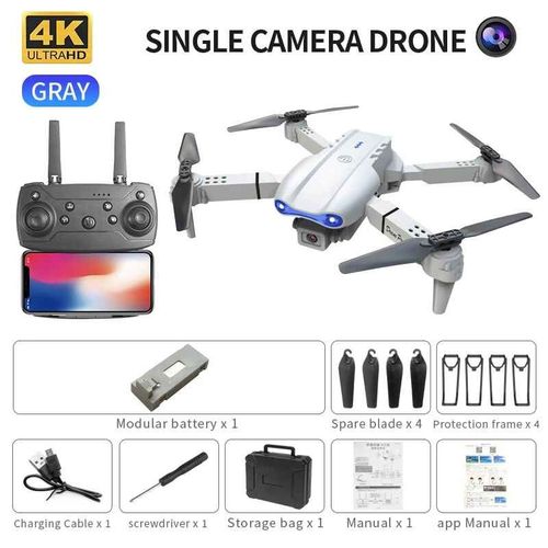 Drone Rc E99pro 4k Avec Camra Hd Grand Angle 2024 P,Hlicoptre Pliable,Wifi Fpv,Jouet Cadeau Recommand,1080 - Type Gray Single 4k 1b