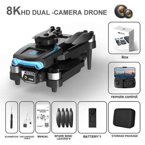 Drone Rc Haute Dfinition 8k,Camra Pour Touristes,vitement D'obstacles  360 ,Moteur Sans Balais,Avion  Quatre Axes,Jouet Extrieur - Type 8k Dual Camera 1b