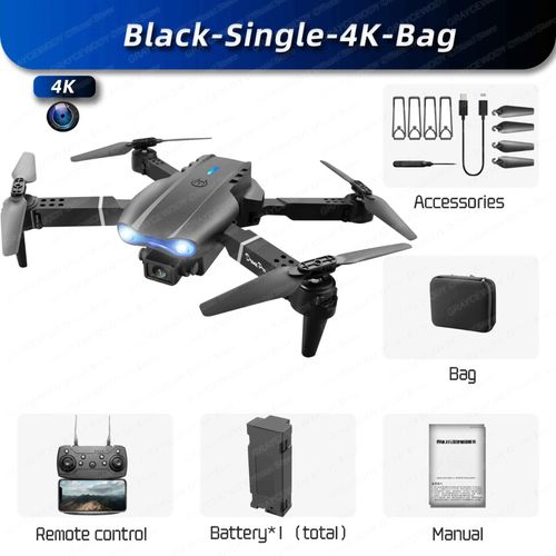 Drone Rc Pliable Avec Camra Hd Grand Angle Pour Touristes,Hlicoptre 4k,E99pro,Wifi 5g,Fpv,Recommand,Vente De Tablier - Type Black-Single-4k-Bag #A