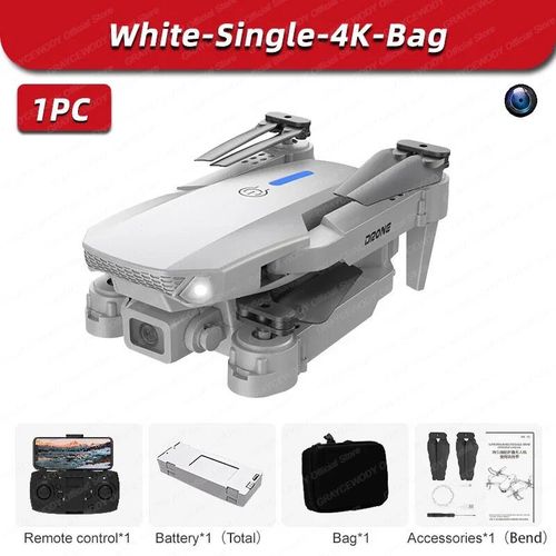 Drone Rc Pliable Avec Grand Angle Pour Touristes,Hlicoptre,Camra Hd,4k,Wifi,Fpv,Recommand De Tenir Un Tablier,E88pro,4 Pices - Type White-Single-4k-Bag