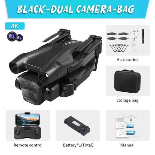 Drone Rc Pliable Avec Triple Camra Grand Angle,Hlicoptre 4k,Wifi,Fpv,Recommand De Tenir Un Tablier,Vente Professionnelle,Figur,2024 - Type Black-Dc-1b
