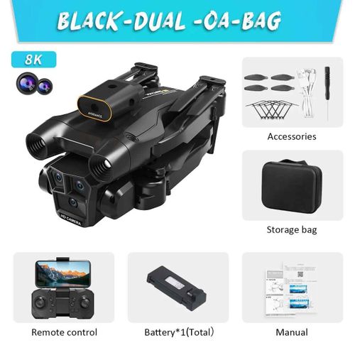 Drone Rc Pliable Avec Triple Camra Grand Angle,Hlicoptre 4k,Wifi,Fpv,Recommand De Tenir Un Tablier,Vente Professionnelle,Figur,2024 - Type Black-Esc-Dc-Oa-1b