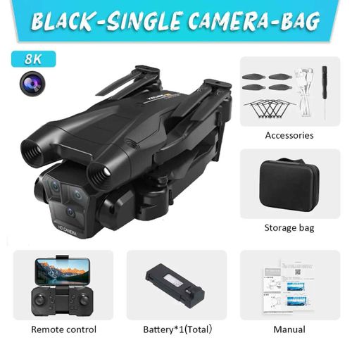 Drone Rc Pliable Avec Triple Camra Grand Angle,Hlicoptre 4k,Wifi,Fpv,Recommand De Tenir Un Tablier,Vente Professionnelle,Figur,2024 - Type Black-Sc-1b