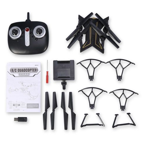 Drone Rc Pliable Quadricoptere 4 Canaux Fpv 2,4 Ghz, Telecommande Avec Camera Wifi 0,3 Mp