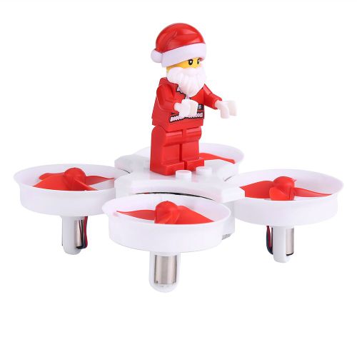 Drone Rc Quadcopter De Noel 2,4 Ghz, Telecommande Avec Blocs De Construction Pere Noel, Blanc