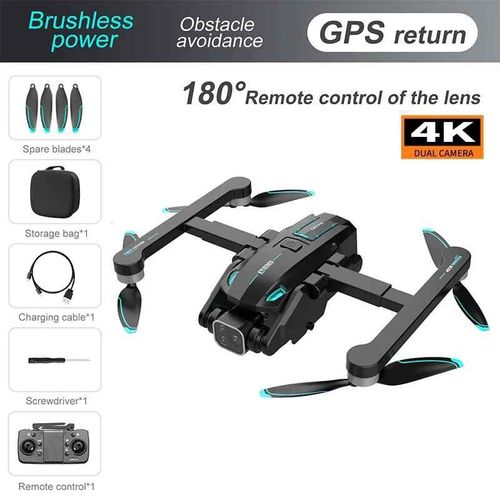Drone S188 Rc 8k Gps Triple Camra Hd Fpv,Photographie Arienne,Wifi 5g,Localisation Optique,vitement D'obstacles  Quatre Voies,Jouets Cadeaux - Type 4k Avoidance Black
