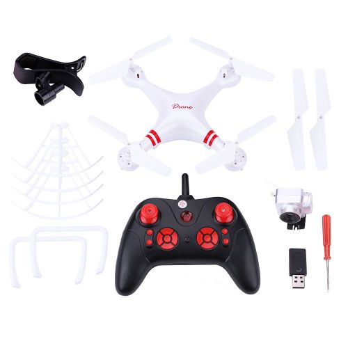 Drone Telecommande 4 Canaux Wifi Rc, Quadricoptere, Maintien D'altitude, Jouet Avec Camera 1080p, Blanc