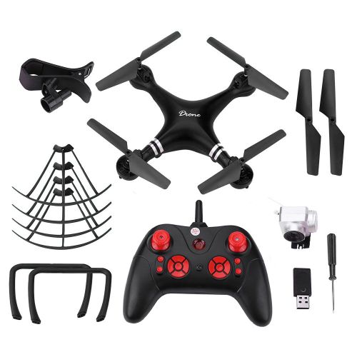 Drone Telecommande 4 Canaux Wifi Rc, Quadricoptere, Maintien D'altitude, Jouet Avec Camera 1080p, Noir