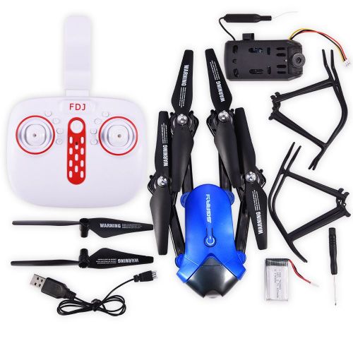 Drone Telecommande Quadricoptere Avec Maintien D'altitude Wifi Et Camera Hd 0,3 Mp, Bleu