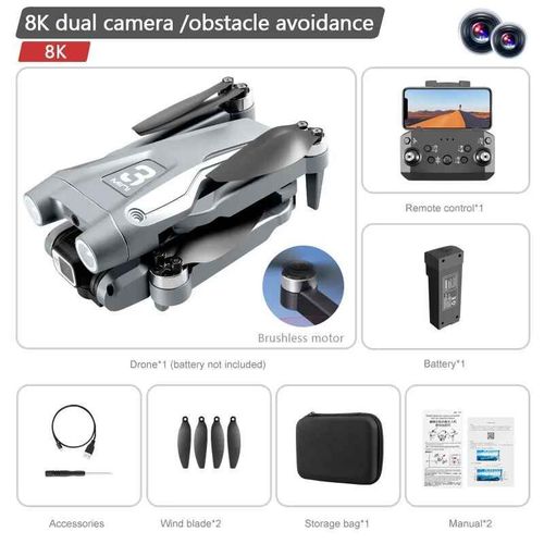 Drones Professionnels Hd Z908 Pro Max,8k,5g,Gps,Camra Pour Touristes,Moteur Sans Balais,Wifi,Fpv,vitement D'obstacles,Quadrirotor Pliable,1000m - Type Grey Dual-8k-1b