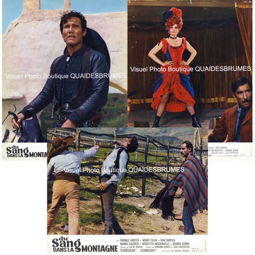Du Sang Dans La Montagne (Un Fiume Di Dollari) : Jeu De 3 Photos D'exploitation Cinmatographique - Format 21x27 Cm - De Lee W. Beaver Avec Thomas Hunter, Henry Silva, Dan Duryea - 1966