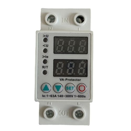 Dual Display 63a 220v Din Rail Adjustable Digital Over Under Voltage Relay