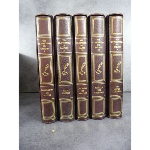 Duhamel (Georges) : Vie Et Aventures De Salavin. Illustrations De Berthold Man. Paris, Union Latine D'editions, 1955. 5 Volumes Grands In 8, Reliure Cuir Dcore De L'diteur Sous tuis, Tte Dore.   de georges duhamel  Format Reli 