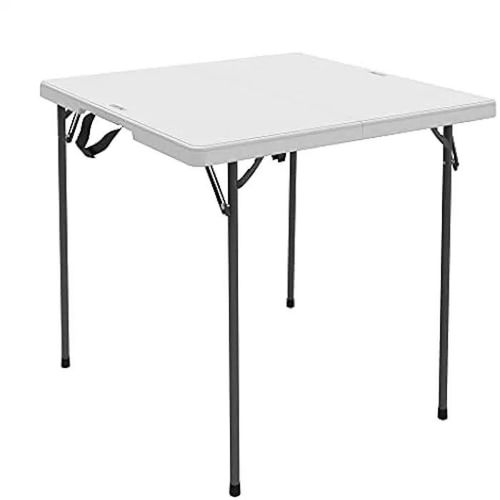 Dure De Vie Des Produits 80100 Table Pliante, Blanc Polythylne Avec Structure En Acier, 37-In. Carr  Quantit 1