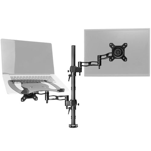 Duronic DM35L1X1 Support de Moniteur et Support d'Ordinateur Portable PC  Pince pour Bureau | Rotatif/Inclinable/Pivotable | Compatibilit Universelle avec Moniteur VESA 75/100