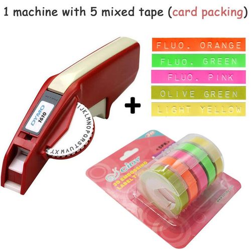 DYMO 1610-Machine  tiqueter Manuelle,tiqueteuse pour Ruban de Gaufrage 3D de 6/9mm - Type Printer and 5 Mixed-9mm #A