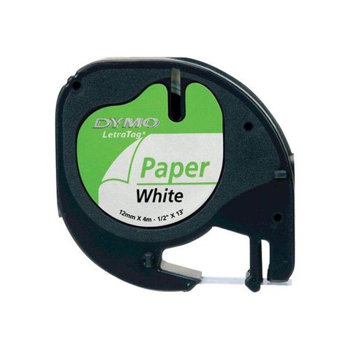 Dymo Letratag - Ruban De Papier - Blanc - Rouleau (1,2 Cm X 4 M) 1 Rouleau(X) - Pour Letratag Lt-100h, Lt-100t, Qx50, Xr
