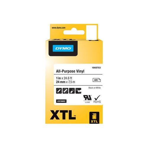 Dymo Xtl All-Purpose - Bande En Vinyle Pour Usage Intrieur/Extrieur Adhsif Permanent - Noir Sur Blanc - Rouleau (2,4 Cm X 7 M) 1 Rouleau(X)