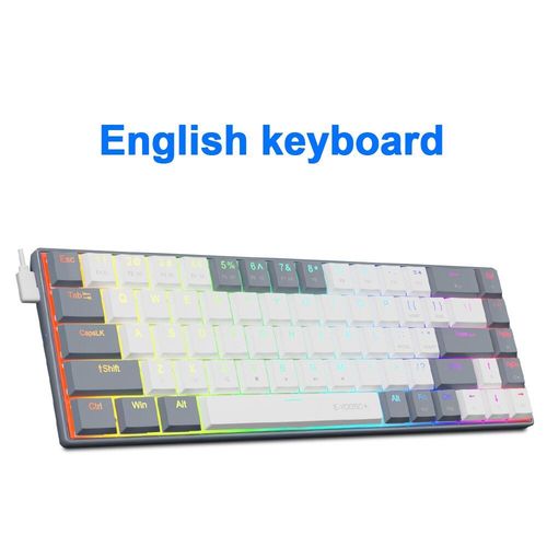 E-YOOSO A68 RVB Mini Mince USB Filaire Mcanique Gaming Clavier Commutateur Rouge 68 prdire Gamer Russe Brsilien pour Ordinateur Portable PC - Type A68RGB-WG-EN-Red axis #A
