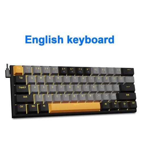 E-YOOSO Z11 USB mcanique de jeu clavier filaire interrupteur rouge 61 prdire Gamer russe brsilien portugais pour ordinateur PC portable - Type Z11-GB-EN-Red axis #A