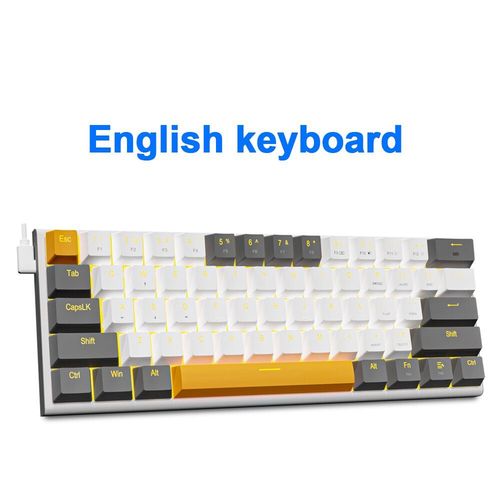 E-YOOSO Z11 USB mcanique de jeu clavier filaire interrupteur rouge 61 prdire Gamer russe brsilien portugais pour ordinateur PC portable - Type Z11-WG-EN-Red axis #A