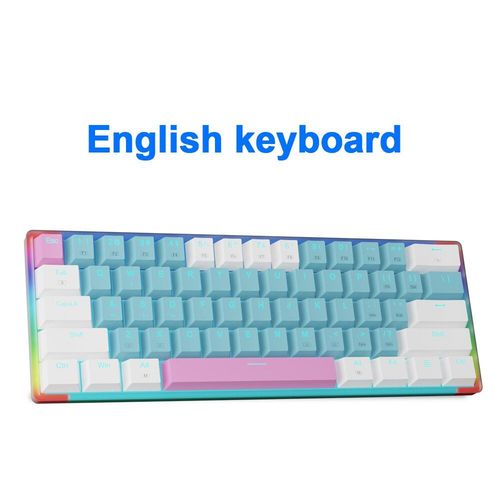 E-YOOSO Z11T USB filaire clavier de jeu mcanique bleu rouge interrupteur 61 prdire Gamer russe brsilien portugais pour ordinateur portable - Type Z11T-BW-Red axis #A