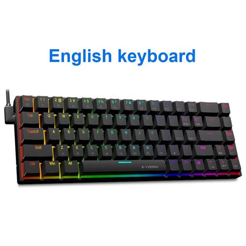 E-YOOSO Z686 RVB USB Mini jeu mcanique mince clavier filaire interrupteur rouge 68 prdire russe brsilien portugais pour ordinateur - Type Z686RGB-Red axis #A