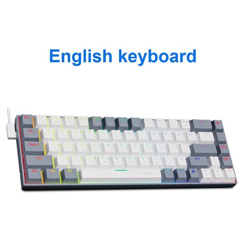 E-YOOSO Z686 RVB USB Mini jeu mcanique mince clavier filaire interrupteur rouge 68 prdire russe brsilien portugais pour ordinateur - Type Z686RGB-WG-Red axis #A