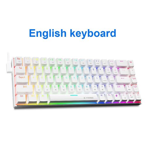 E-YOOSO Z686 RVB USB Mini jeu mcanique mince clavier filaire interrupteur rouge 68 prdire russe brsilien portugais pour ordinateur - Type Z686RGB-White-Red axis #A
