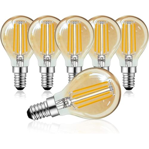 E14 Balle De Golf  Intensit Variable 4 W G45 Lampe Vintage,Ampoules Led En Forme De Larme,4 W,Ampoules  Filament Led,Blanc Chaud 2700 K,6 Unit