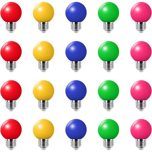 E27 2w 20w Equivalent 20w 200lm E27 Large Screw Light Bulb String Colour Led Light Bulbs Multicolor For Home Bar Party Atmosphere Decoration-Pack Of 20